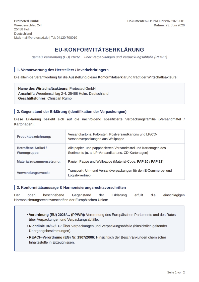EU-Konformitätserklärung Seite 1