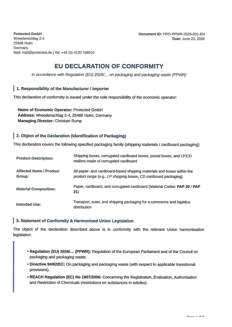 EU Declaration of Conformity Page 1