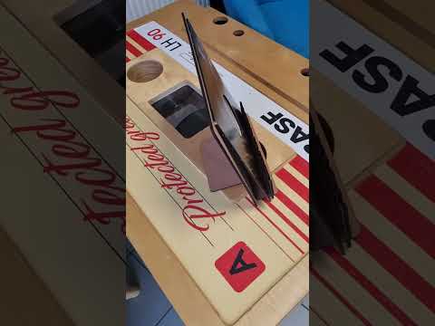 Record display stand made of wood